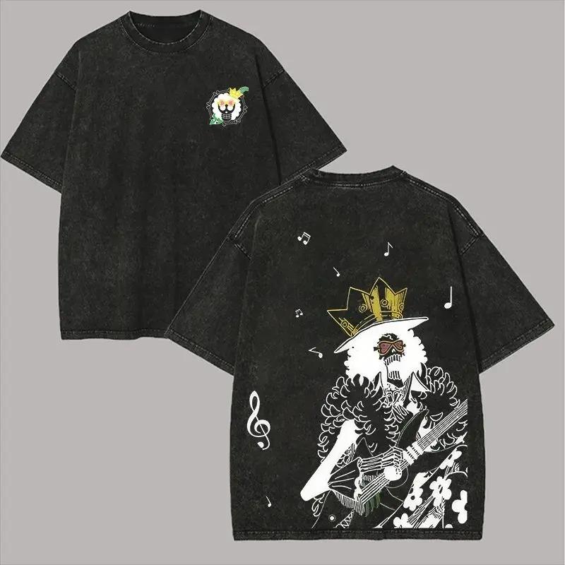 Unisex One Piece Graphic T Shirt Men Women Vintage Wash Cotton Short Sleeve Tee Summer 2026 Y2k Streetwear Oversized Casual Tops