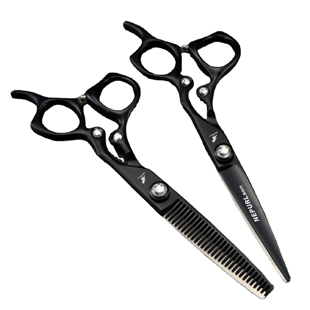 6.0 Inch Napsen XGLB-01 Black Handle Hairdressing Scissors & Thinning Shears