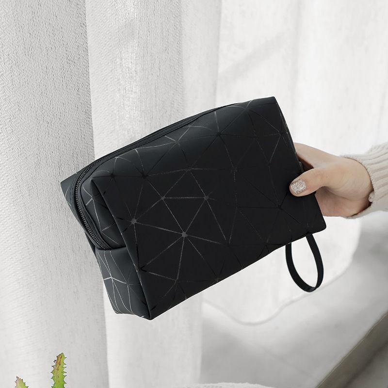 Geometric Pattern Cosmetic Bag Waterproof Portable Handheld Makeup Pouch Large Capacity Storage Organizer For Women Gifts