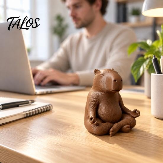 Relaxing Room Accessory Meditating Capybara Figurine, 3D Printed Yoga Statue, Zen Minimalist Home Decor Animal Ornament for Office Shelf Decoration