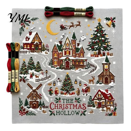 DIY Christmas Ornaments Making Cross Stitch Kit, Winter Holiday Embroidery Xmas Handcraft Kits Tree Craft Kit for Adults, Home Decor Creative