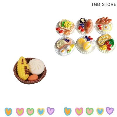 1/12 Mini Breakfast Model Buns Corn Egg Milk Simulation Model Kitchen Food Dollhouse Decoration Kid Pretend Play Toys