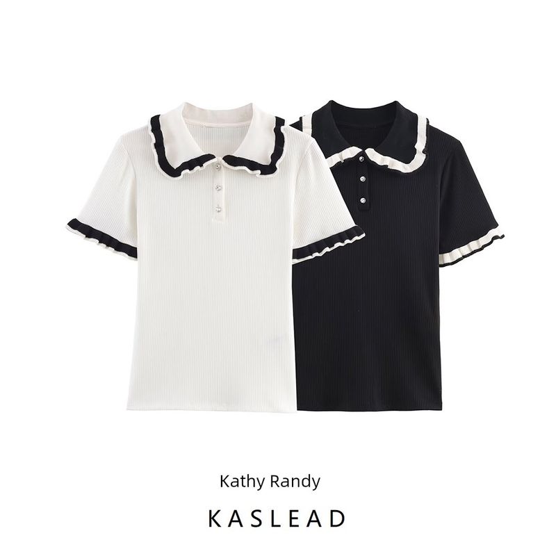 Kaslead New Arrival Women's Fashion Style Fashion All-Match Polo Shirt Collar Short Sleeve T-shirt 1058631