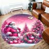 1pc Santa Claus, Pink Christmas Round Chair mat Area Rug - Non-Slip, Floor Mat for Office, Bedroom, home decor Christmas Gift-1002360