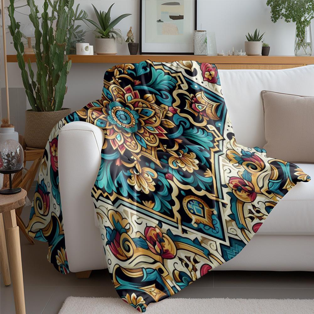 Bohemian Blumig Ethnisch Paisley Mandala Druck Decke Überwurf Sofa Bettbezug Dekoratives Steppbett