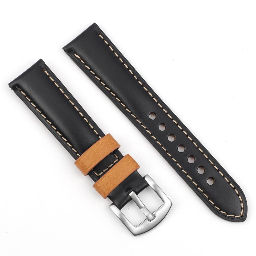 

Cowhide Soft Leather Strap Watch Band 18mm 20mm 22mm 24mm Men Business Quick Release Bracelet Watchband Blue Black Coffee 22mm чорний