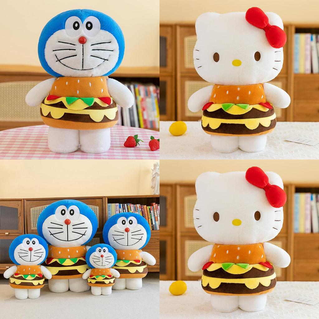 Soft Hamburger Cat Cartoon Plush Doll For Girls Birthday Gift Wholesale