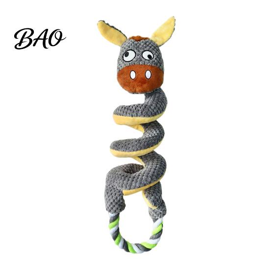 Active Play Dog Accessories Squeaky Toy with Pull Rope, Plush Tug of War Toy, Interactive Toys Spiral Animal for Small Medium Large Dogs Biting Teeth