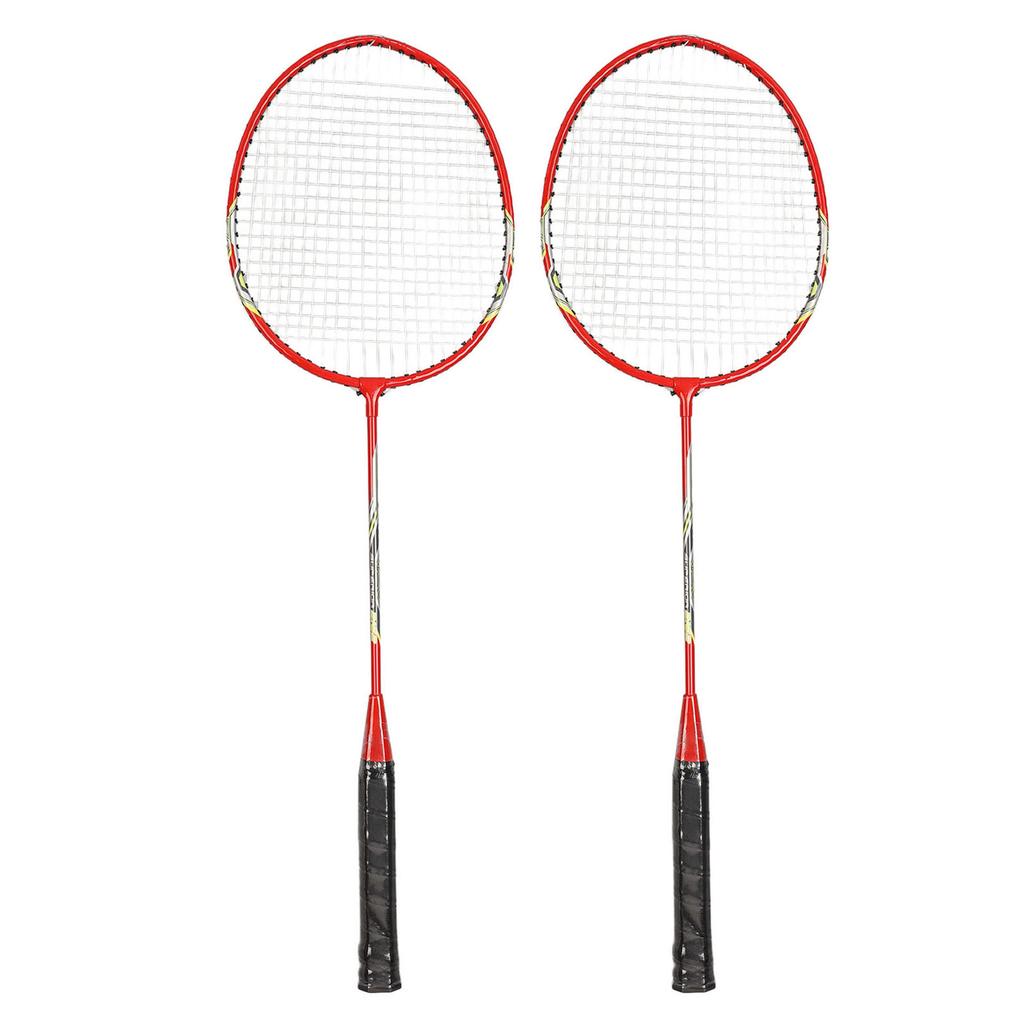 LEIJIAER Badminton Racket Set of 2 Player Iron Alloy Professional Training Replacement Equipment Red