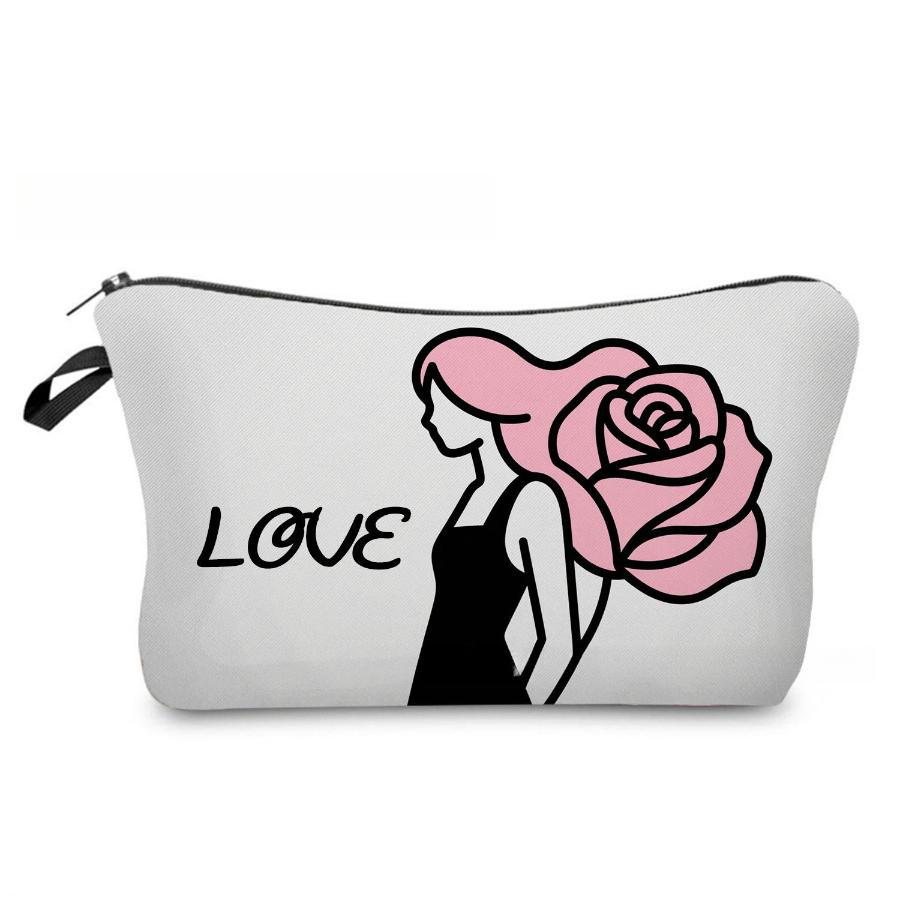Damen Liebe Druck Kosmetiktasche Toilettenartikel Organisieren Reise Aufbewahrungskoffer 6968
