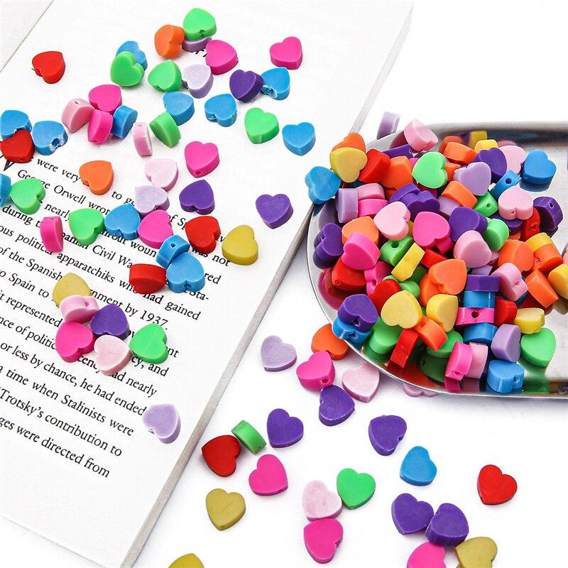 30 ks Love Heart Beads Polymer Clay Distanční korálky pro výrobu šperků Náhrdelník DIY