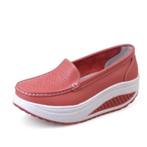 Women's Platform Heels Cow Two-layer Leather Black Women's Shoes Breathable Fashion Flat Shoes Thick-soled Women's Nurse Shoes