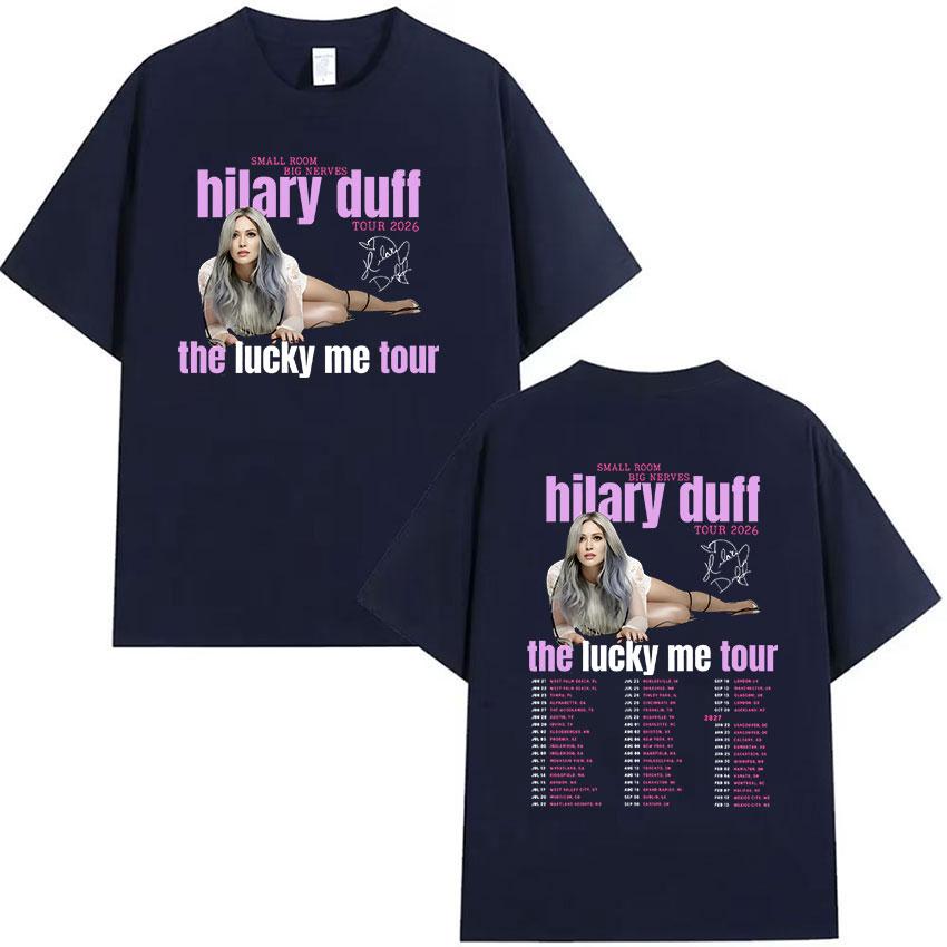 Hilary Duff SMALL ROOMS BIG NERVES Tour 2026 Print Tshirts Unisex Women Vintage High Quality Fashion Oversized 100 Cotton Tshirt