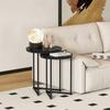 Set Of Two Marble Effect Nest Of Tables Black Marble Effect