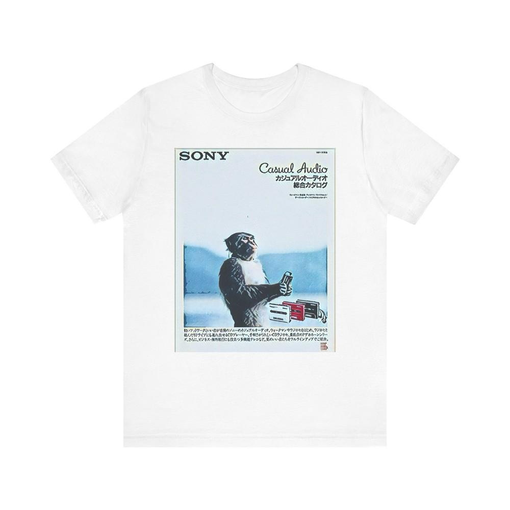 

Sony Retro Ad Casual Audio Short Sleeve Tee Shirt Graphic Print Crewneck Unisex 2XL