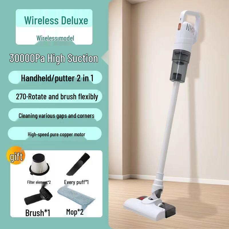 Compact High-Suction Wireless Vacuum & Mop for Dust, Hair and Mite Removal