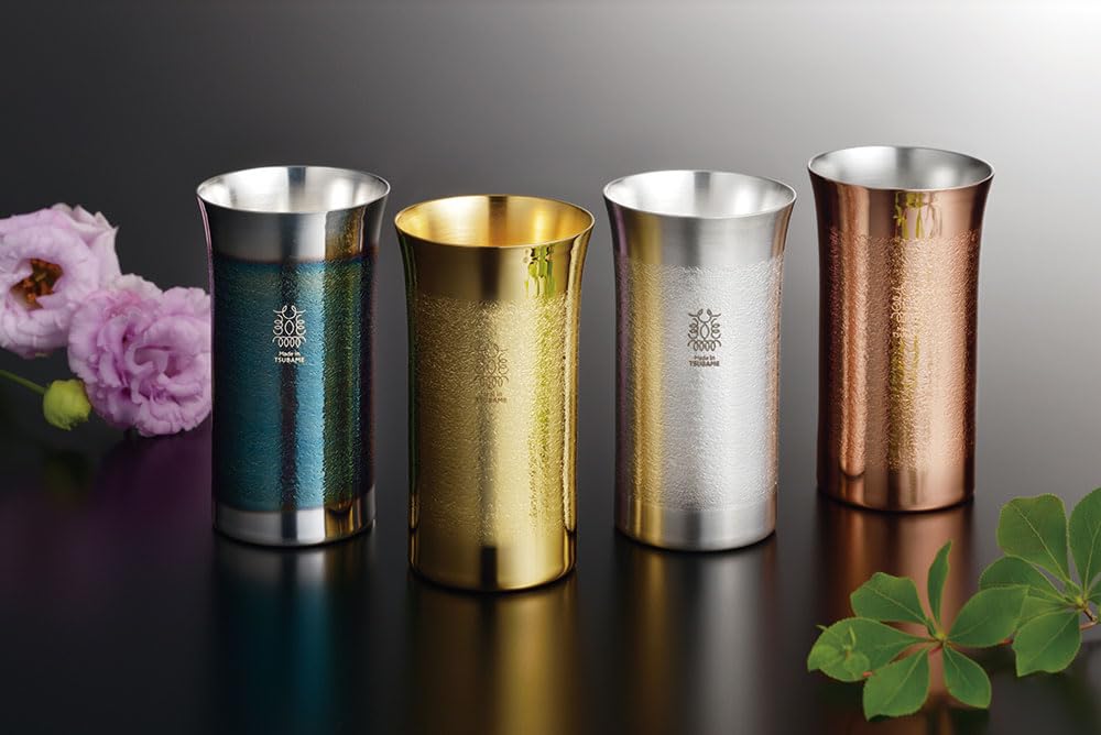 Pure Copper Sake Cup Set "Kagayaki" (Gold & Silver, 2pcs) KG-27