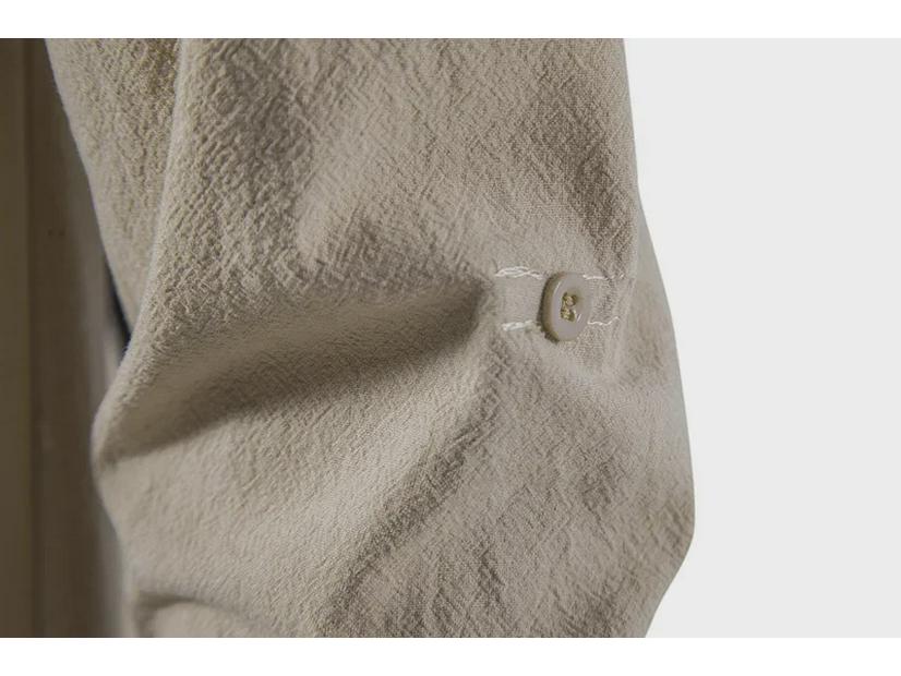 Herren 2024 V-Ausschnitt Langarm Henley Shirt, Einfarbig Baumwolle & Leinen, Lockerer Lässiger Stehkragen