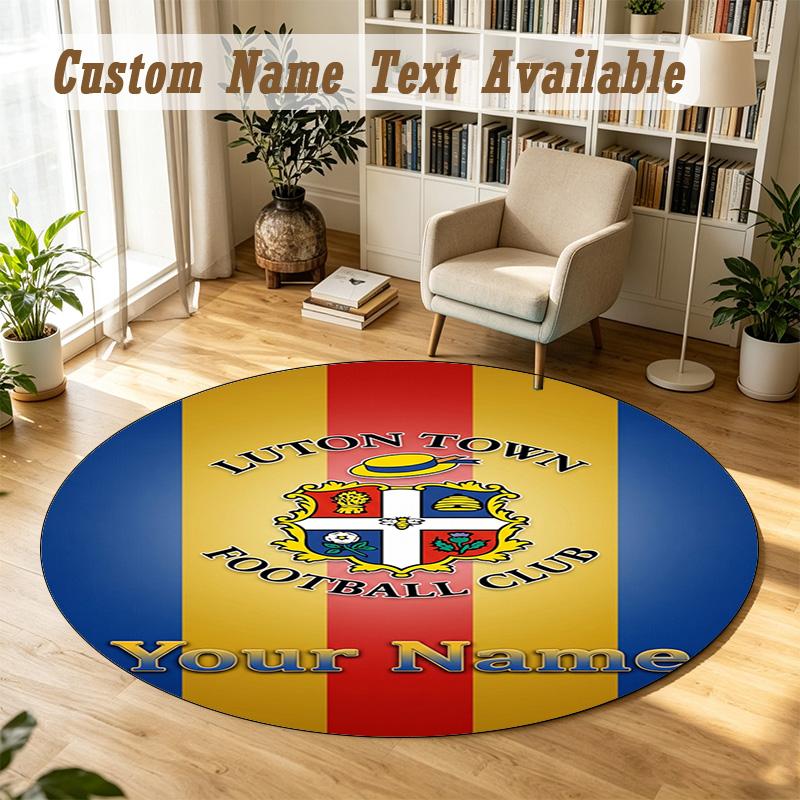 Round Rug Custom NameLuton Town Pattern Non Slip Carpet Home Floor Decor