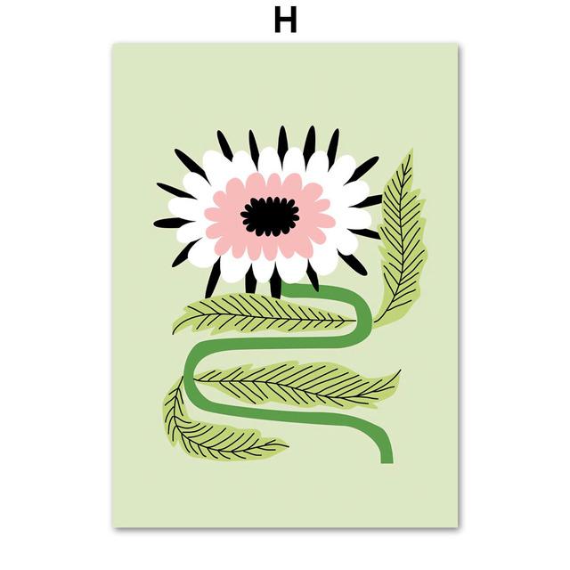 Tropische Pflanzen Daisy Vase Pizza Kaffeetasse Essen Abstrakte Poster Drucke Wand Kunst Leinwand Bilder Boho Küche Wohnzimmer Dekor Kein Rahmen