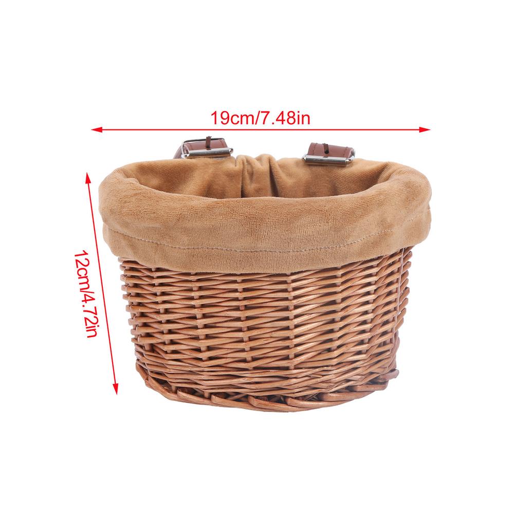 Kids Bike Basket Bicycle Wicker D-shaped Baskets Child Scooter Front Storage Basket With 2 Leather Strap For Cycling Accessories