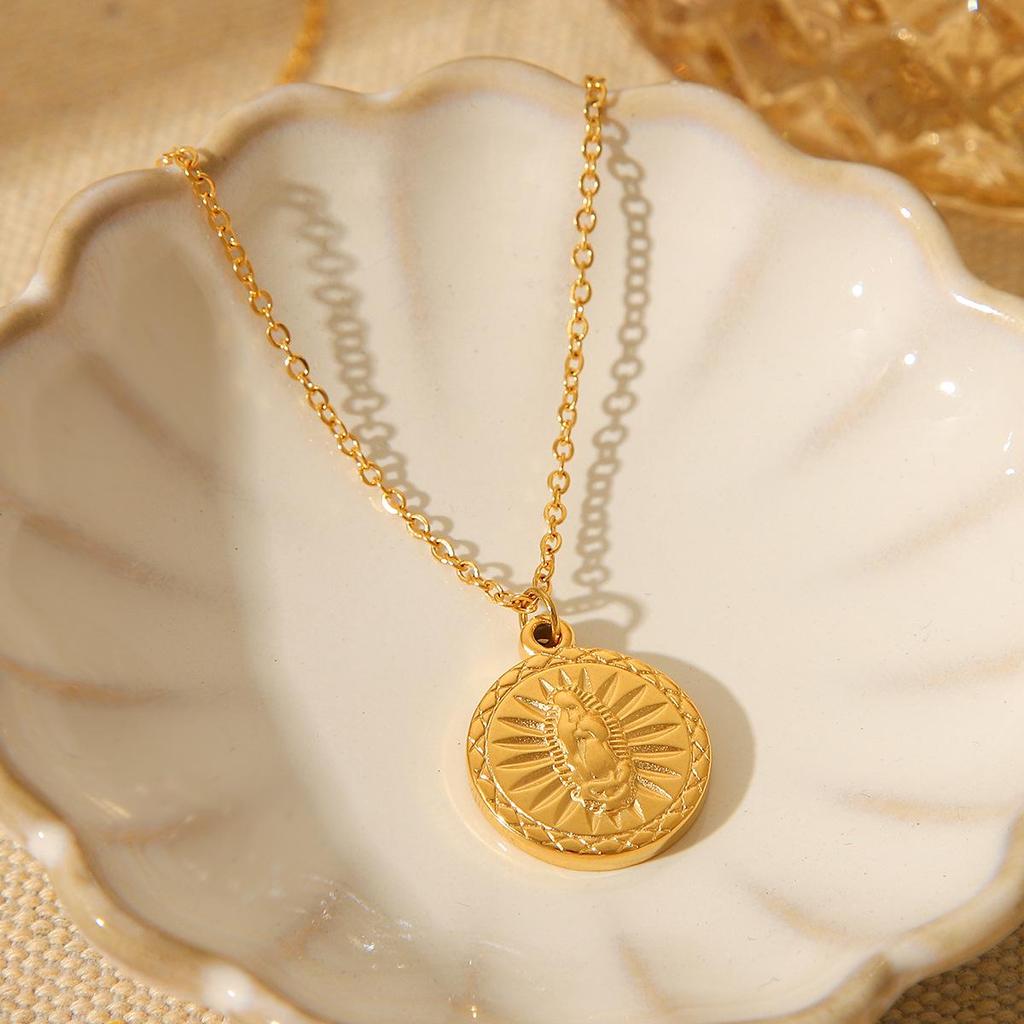 Europäisch Amerikanisch 18K Gold Engel Anhänger Titanstahl Halskette