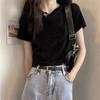 A pure cotton white t-shirt women's design front shoulder short sleeve summer letter print high waist spice top