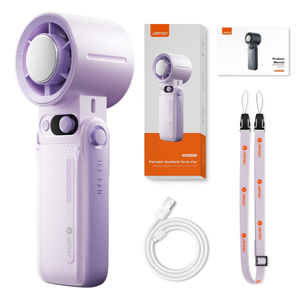 Portable Handheld Cooling Fan 199Gear Strong Wind Speed LED Digital Display 135°Foldable 3-in-1 Handheld Tubro Fan 8000mAh F5PRO