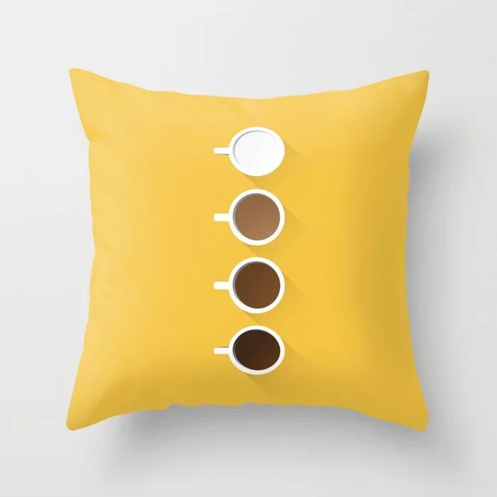Geometric Yellow Check Pattern Throw Pillow Cover With Short Plush Print For Living Room Sofa Decoration Cushion Cover