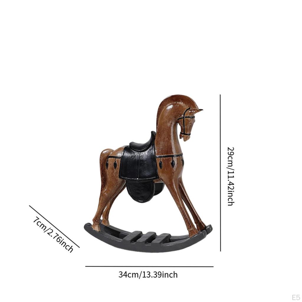 Rocking Horse Ornament Decoration Resin Sculpture Figurine for Porch Table Centerpiece