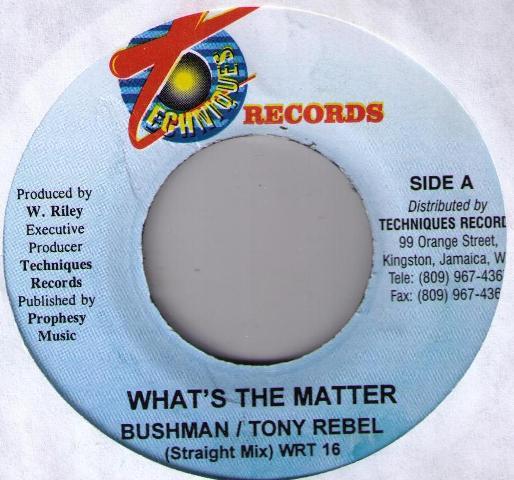 

7inch Record BUSHMAN / TONY REBEL - What s The Matter WRT16 Techniques Jamaica Reggae, Ska & Dub Used
