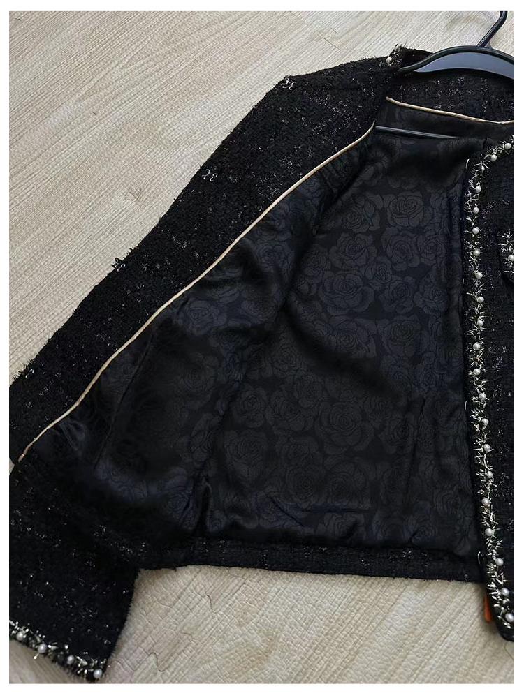 Marken-Boutique Herbst/Winter 2025 Lurex-Wolle Tweed Kurzmantel