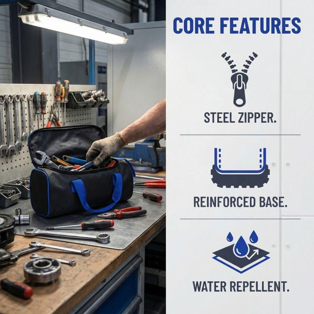 With Handle Tool Carrying Case Zip Closure Hardware Organizer Storage Carrier Cars Maintenance