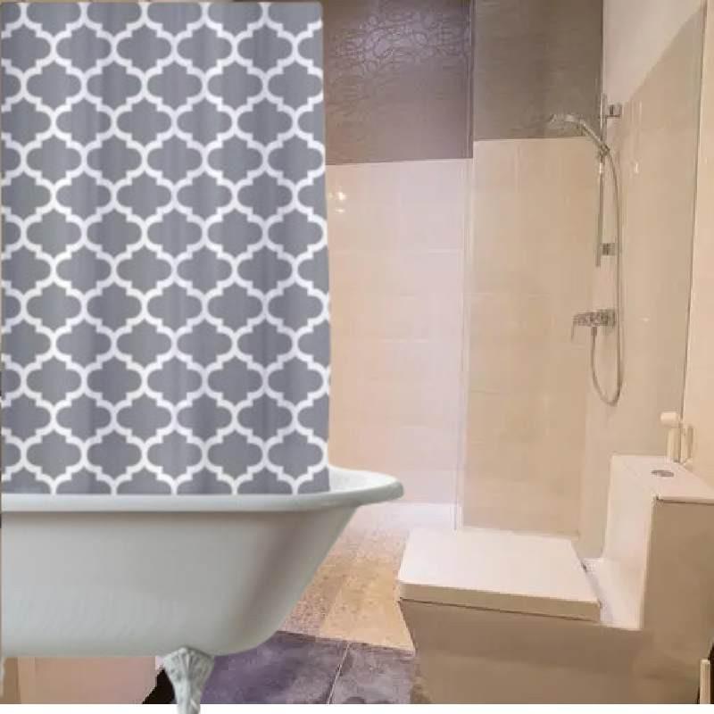 Custom Thick Polyester Waterproof Bathroom Shower Curtain With Digital Printing Nordic Style