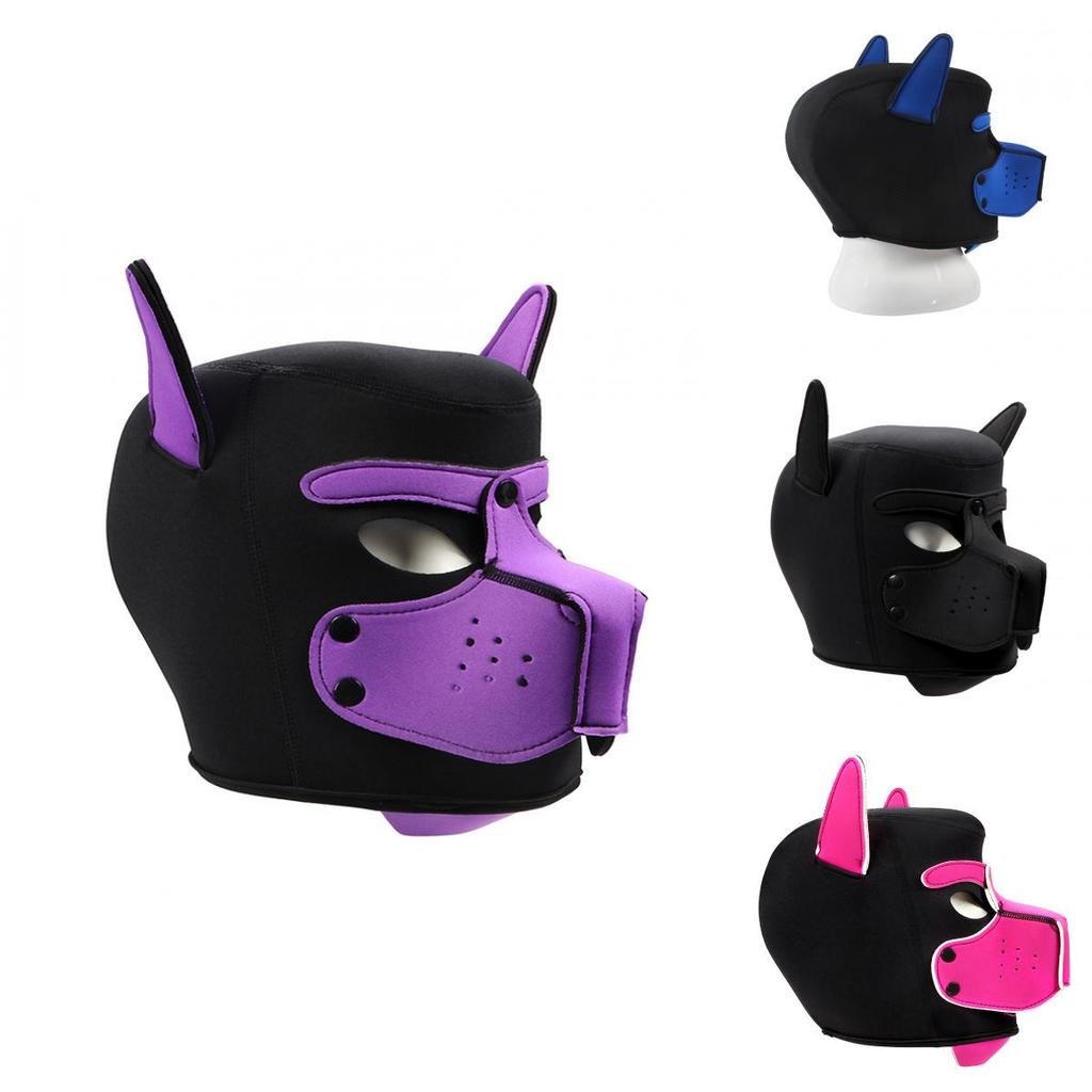 Gelişmiş Rol Oyunu Deneyimleri İçin Yeni Yetişkin Fetiş Köpek Başlı Maske Kostümü Siyah ve Renkli Varyantlarda