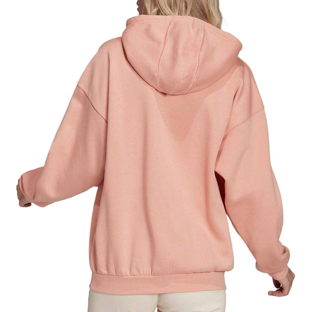 Adidas Originals Logo Print Kangaroo Pocket Hoodie Women Tops Pink HC1672