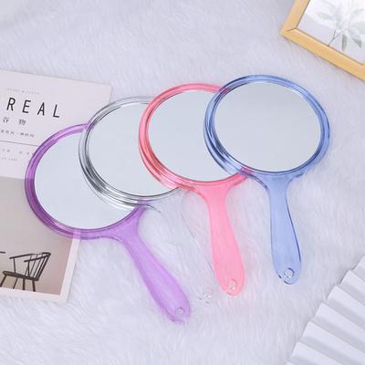 High-definition Handle Double-sided Mirror Transparent Plastic Beauty Makeup Mirror Smooth Handheld 3x Magnifying Mirror