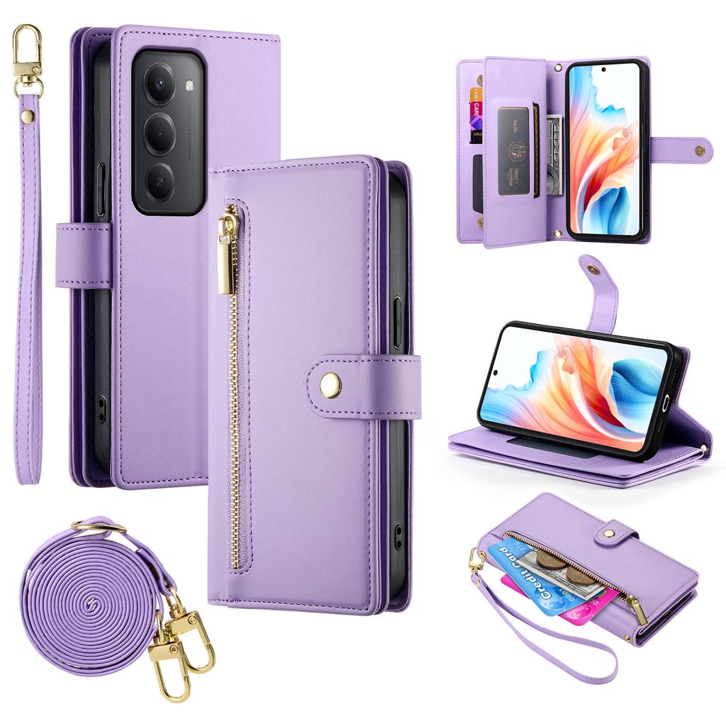 For Xiaomi Redmi 15 5G (Global) (169mm) Case Zipper Pocket Wallet Leather Phone Cover with Straps