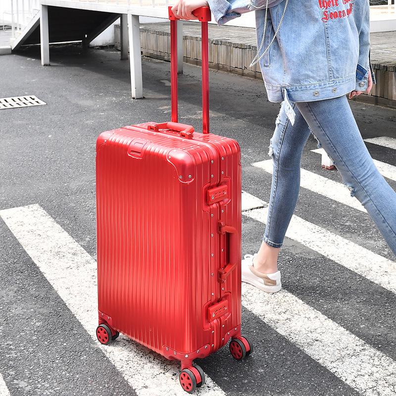 Aluminum-Magnesium Alloy Trolley Case with Universal Wheels, 24" Carry-On for Student Travel & Men's Business, with Combination Lock.