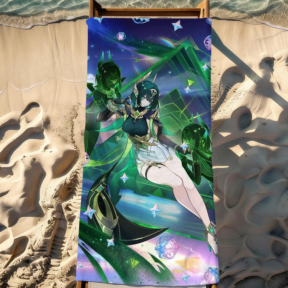 Genshin Impact Nefer Towel Sports Quick Dry Travel Camping Gear Sandproof Soft Light Large Beach Towel
