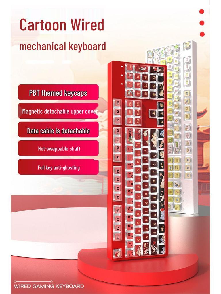 Sakura Esports 104-Key Wired Mechanical Keyboard for Girls - PBT Translucent Design, Universal for Office Use