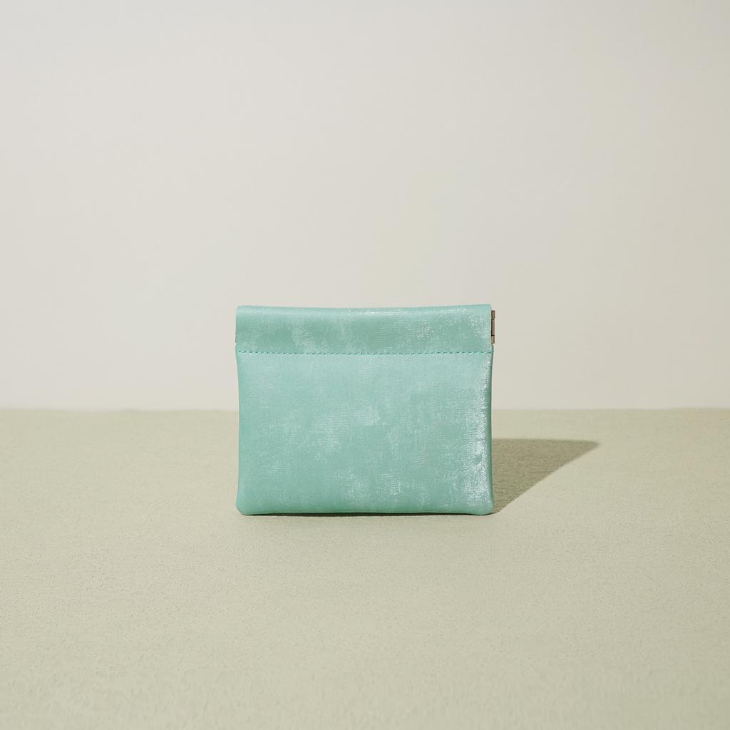 Chinese-style Silk Satin Pickup Bag, Genuine Leather Spring-mouth Coin Purse, Mini Small Bag with Texture