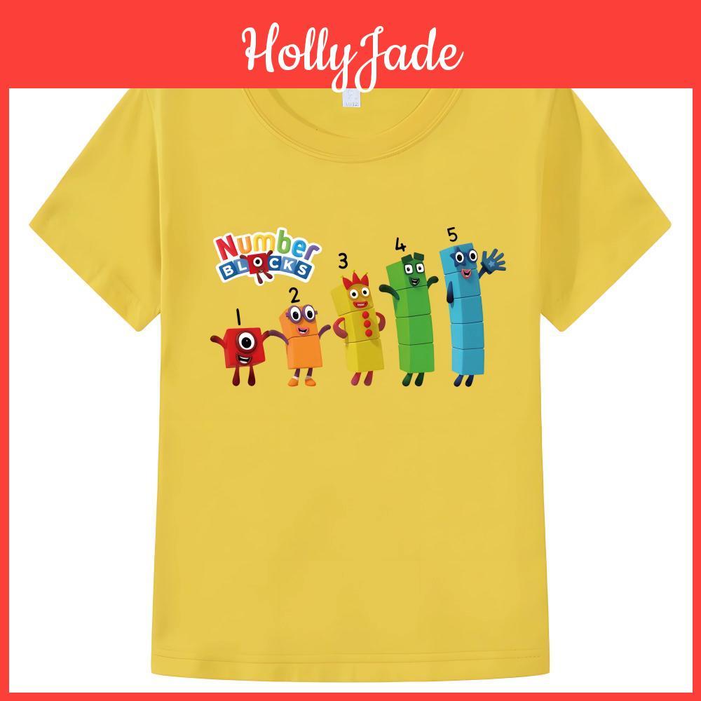 T Print For Shirt Numberblocks Kids Boy 10 Years One Piece Cartoon Tshirt Summer Cotton Short Tops Kawaii Y2k Kids Clothes Girl