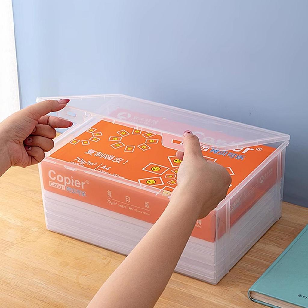 Home Office Supplies Storage Box Multifunctional Desktop Large Capacity A4 Paper Transparent Plastic Organizer Box
