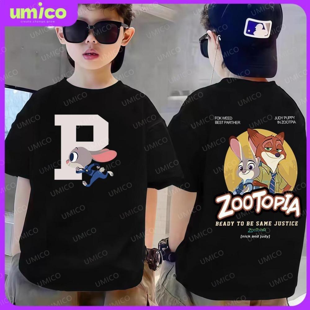 Cartoon Anime Rabbit Fox Pattern Comfortable T-shirt Short Sleeve 150