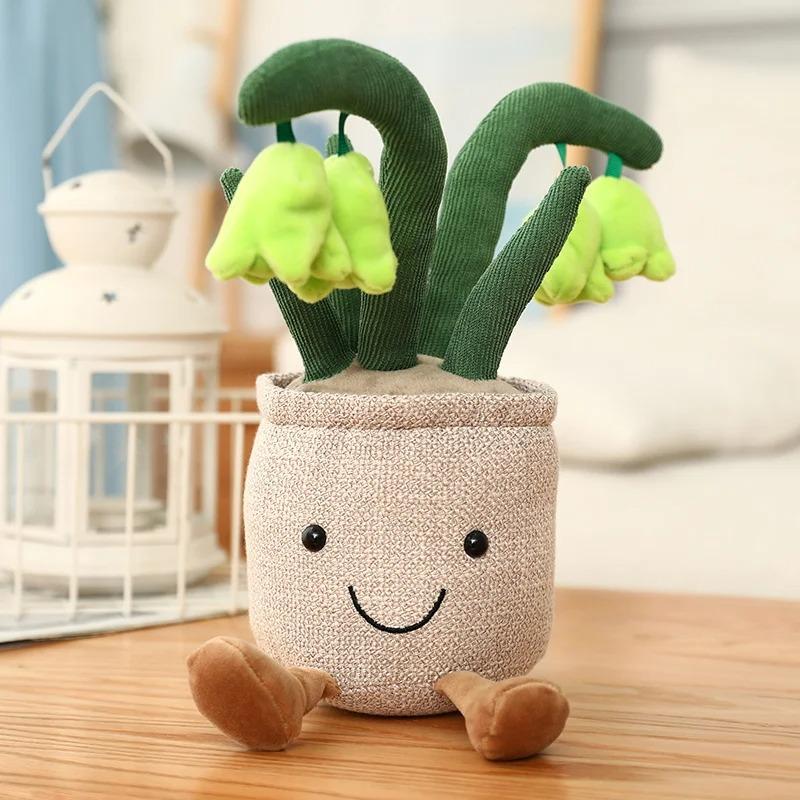25cm Simulation Cartoon Plant Pot Series Plush Doll Succulent Tulip Lily Plush Toy Home Decor Living Room Bedroom Gift For Girls