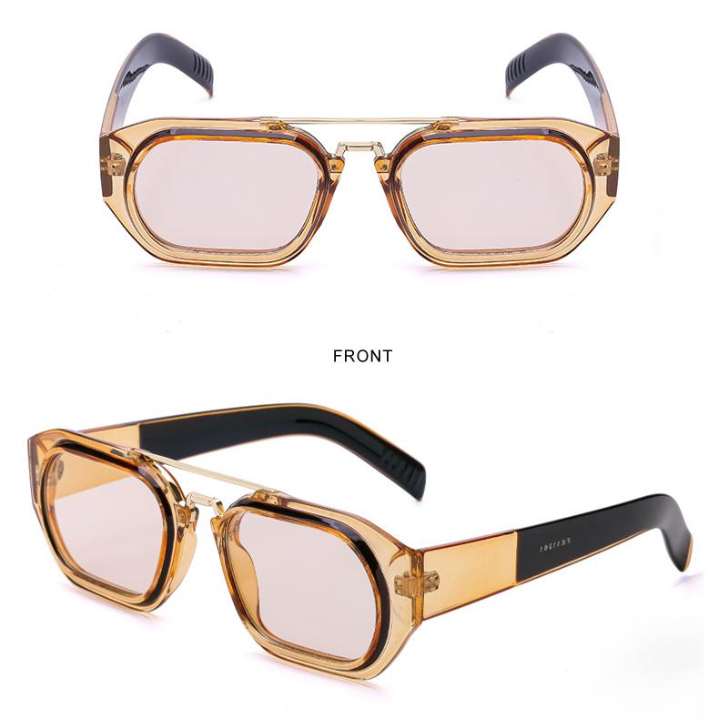 Gafas de sol para mujer Protección solar Protección UV Moda Retro Cuadrado Gafas de sol de doble haz Gafas de conducción para hombres Tiro en la calle Gafas de viajero