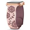 Two-Color Laser Engraved Butterfly & Flowers Silicone Apple Watch Band