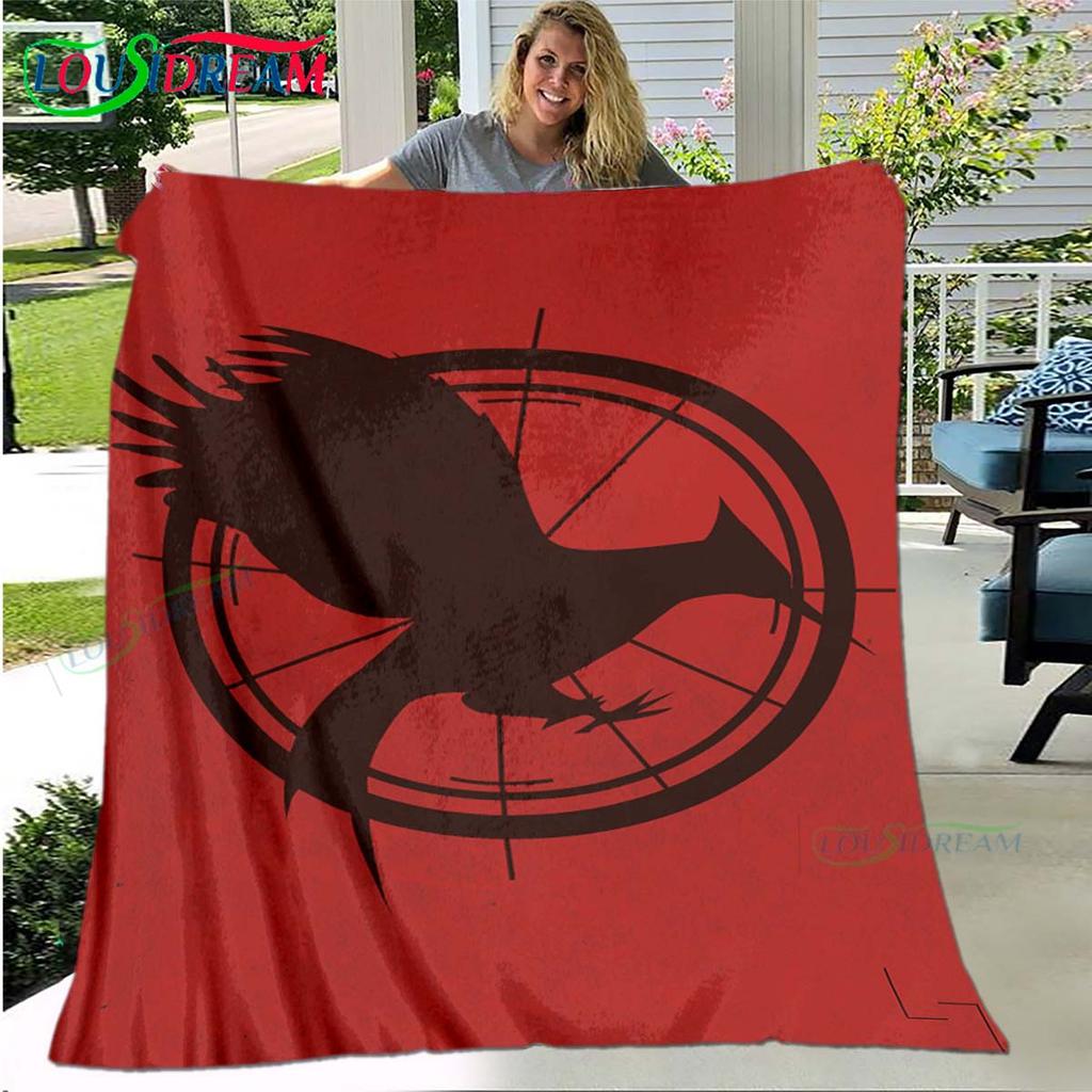 Hot Fashion The Hunger Games Pattern Blanket Flannel Thin Blanket Portable Home Travel Office Lunch Break Blanket Birthday Gift