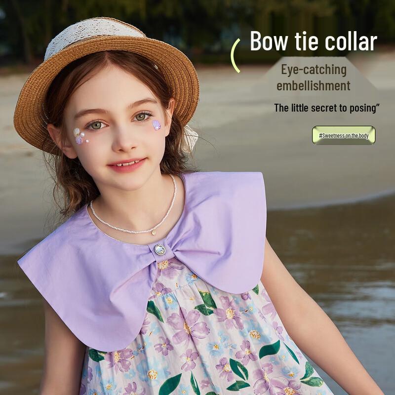 

ASK JUNIOR Девочки Платье Принцессы с Цветочным Принтом и Воротником-Бантом XL